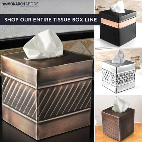 Handcrafted Wave Embossed Metal Square Tissue Box Cover